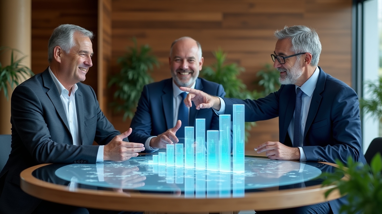 Executives reviewing positive results from coaching